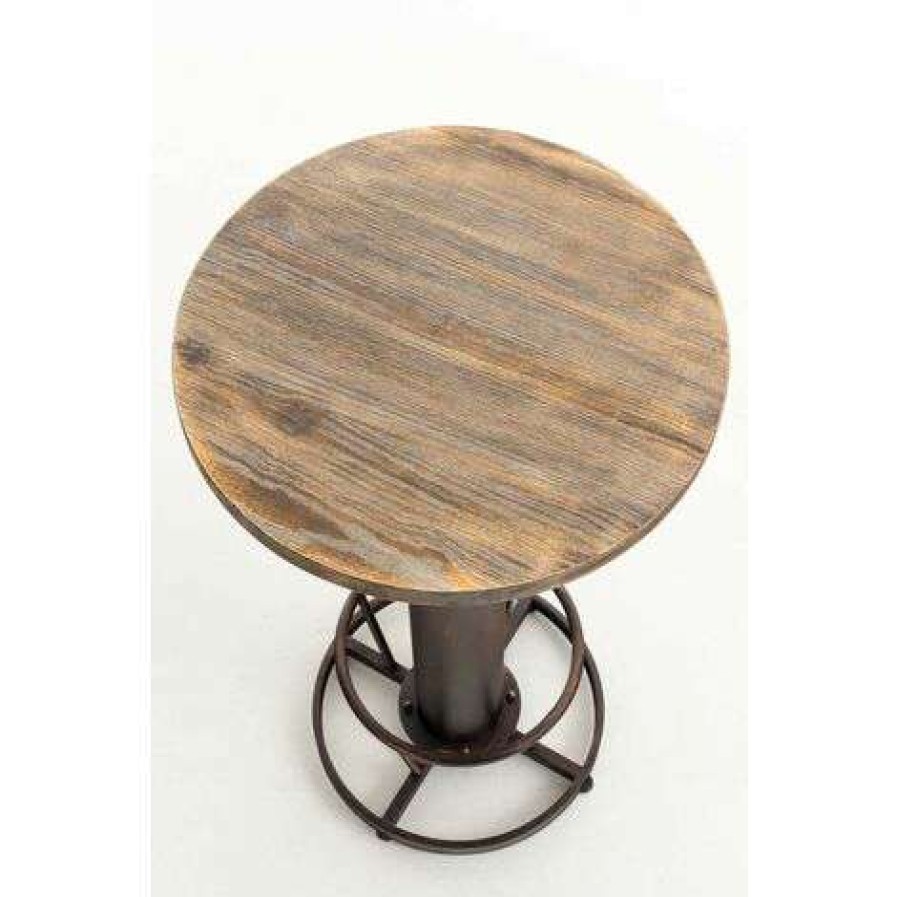 Table Haute Et Bar * | Top 10 Decoshop26 Table Haute Table De Bar Style Industriel Hauteur Reglable Repose-Pieds Bronze Noir