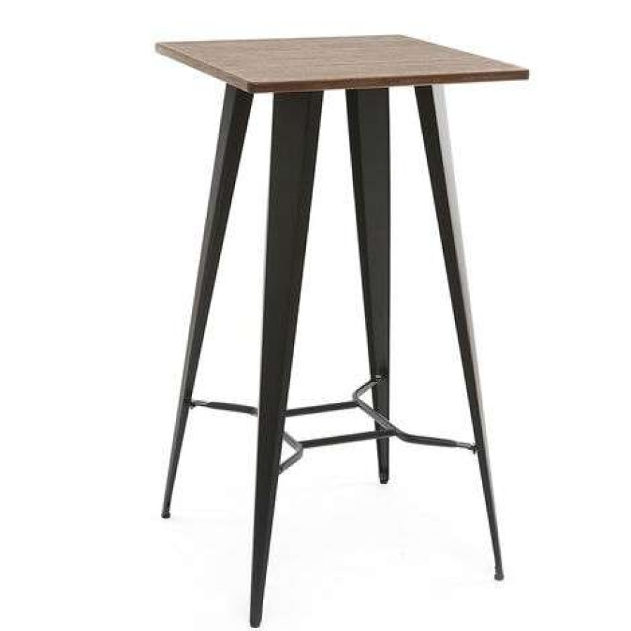 Table Haute Et Bar * | Budget Miliboo Table De Bar Metal Noir Hocker Noir