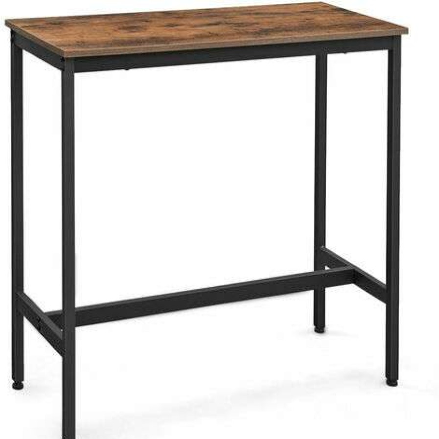 Table Haute Et Bar * | De Gros Helloshop26 Table De Bar Table Haute Fine Table De Cuisine Table De Salle A Manger Avec Cadre Metallique Robuste 100 X 40 X 90 Cm Montage Facile Style Industriel Marron Rustique Et Noir Marron