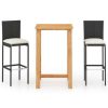 Table Haute Et Bar * | Le Moins Cher Hommoo Ensemble De Bar De Jardin Avec Coussins 3 Pcs Noir