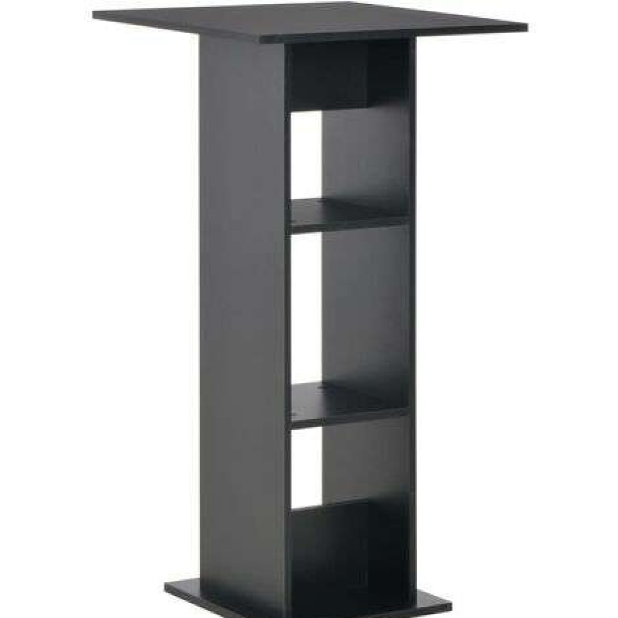 Table Haute Et Bar * | Top 10 Helloshop26 Table Haute Mange Debout Bar Bistrot Noir 110 Cm Noir