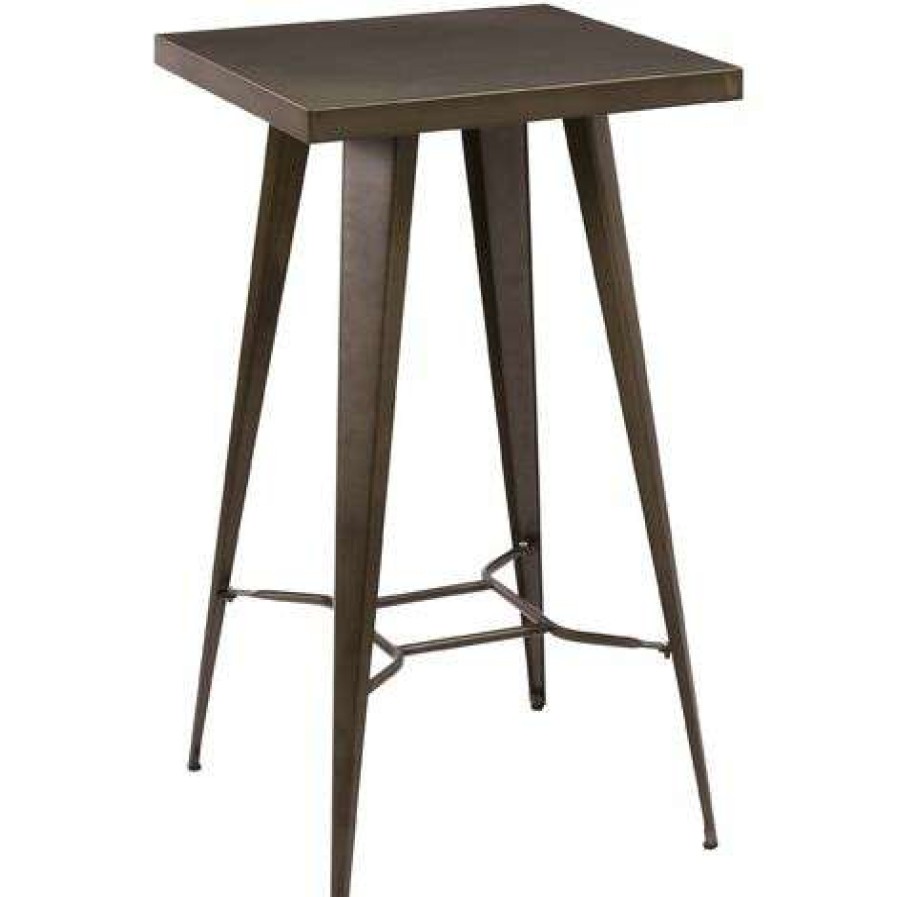 Table Haute Et Bar * | Le Moins Cher Rendez Vous Deco Table De Bar Indus En Metal Gris