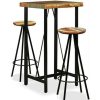 Table Haute Et Bar * | Budget Nova Ensemble De Table De Bar Avec Des Tabourets En Bois Massif De Recuperation Brillante Divers Morceaux Ensemble De Bar 3 Pcs Bois De Recuperation Massif