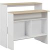 Table Haute Et Bar * | Bon Marche Youthup Table De Bar Avec 2 Dessus De Table Blanc Et Chene 130X40X120Cm