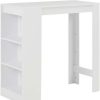 Table Haute Et Bar * | Nouveau Asupermall Table De Bar Avec Etagere Blanc 110X50X103 Cm