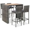 Table Haute Et Bar * | Coupon Youthup Ensemble De Bar 5 Pcs Resine Tressee Et Bois D'Acacia Gris Gris