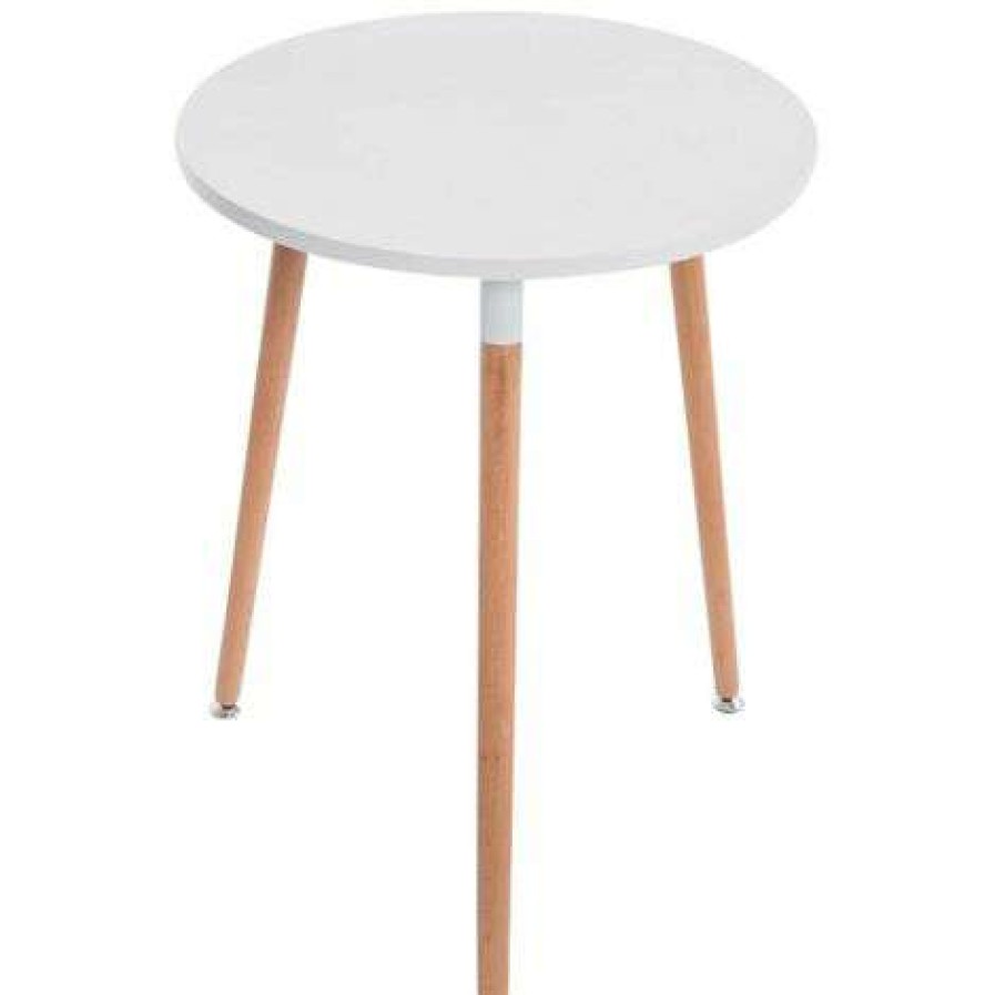 Table Haute Et Bar * | Budget Decoshop26 Table De Cuisine Petite Table D'Appoint Ronde 3 Pieds En Bois Clair O60 Cm Noir