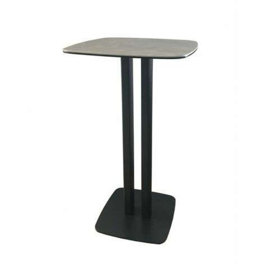 Table Haute Et Bar * | Coupon Meubletmoi Table Haute Carre Plateau Ceramique Gris Sigma Gris