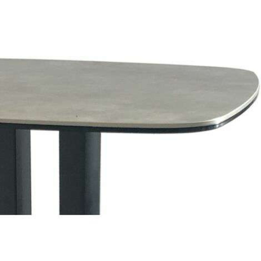 Table Haute Et Bar * | Coupon Meubletmoi Table Haute Carre Plateau Ceramique Gris Sigma Gris