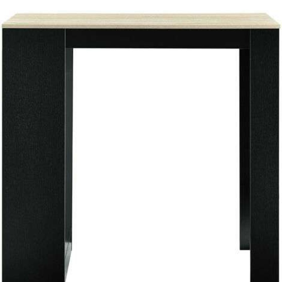 Table Haute Et Bar * | Budget Helloshop26 Table De Bar Avec Rangement Bistro Haut Avec 3 Etageres 110 Cm Noir Et Chene Beige