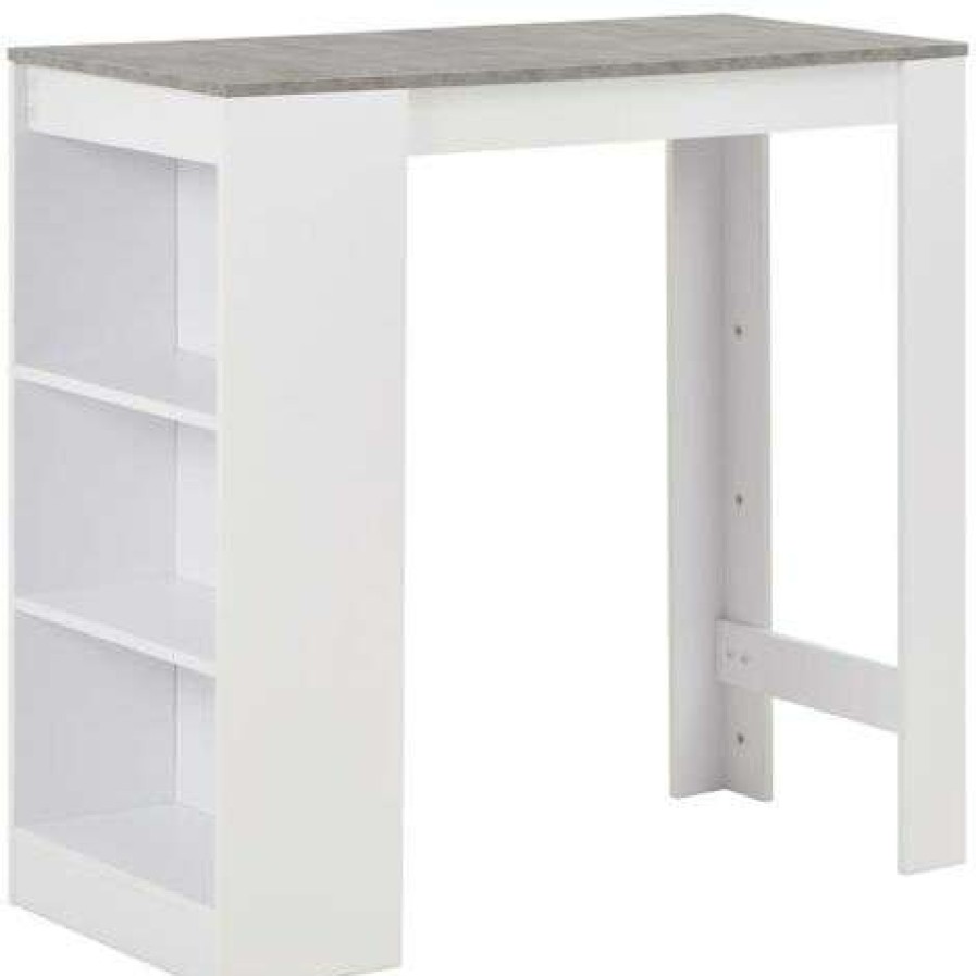 Table Haute Et Bar * | Budget Topdeal Table De Bar Avec Etagere Blanc 110X50X103 Cm