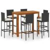 Table Haute Et Bar * | De Gros Youthup Ensemble De Bar De Jardin Avec Coussins 7 Pcs Noir Noir