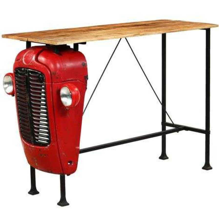 Table Haute Et Bar * | Acheter Vidaxl Table De Bar Bois De Manguier 60X150X107 Cm Rouge Tracteur Meubles/Tables/Tables De Salle A Manger Et De Cuisine Rouge Rouge