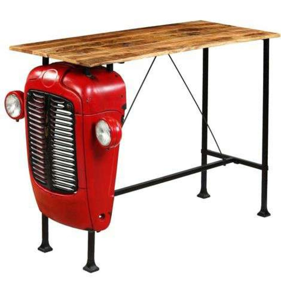 Table Haute Et Bar * | Acheter Vidaxl Table De Bar Bois De Manguier 60X150X107 Cm Rouge Tracteur Meubles/Tables/Tables De Salle A Manger Et De Cuisine Rouge Rouge