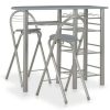 Table Haute Et Bar * | De Gros Supermarket Ensemble De Bar Avec Etageres 3 Pcs Bois Et Acier Gris