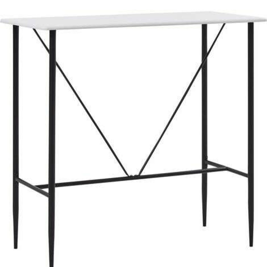 Table Haute Et Bar * | Promo Hommoo Ensemble De Bar 5 Pcs Similicuir Blanc Hdv22037