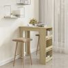 Table Haute Et Bar * | Meilleure Affaire Youthup Table De Bar Avec Rangement Chene Sonoma 102X50X103,5 Cm Beige