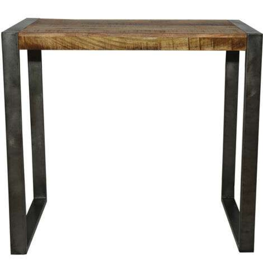 Table Haute Et Bar * | Remise Meuble House Table De Bar Style Industriel Bois Et Metal 150 70 Cm New York Marron