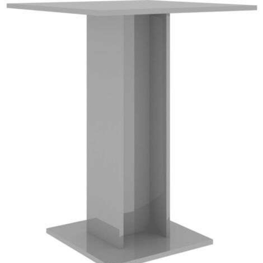 Table Haute Et Bar * | Meilleure Affaire Happyshopping Table De Bistro Gris Brillant 60X60X75 Cm Agglomere