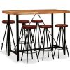 Table Haute Et Bar * | De Gros Youthup Ensemble De Bar 7 Pcs Bois D'Acacia Massif Et Cuir Veritable Brun