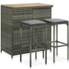 Table Haute Et Bar * | Remise Youthup Ensemble De Bar 3 Pcs Resine Tressee Gris Gris