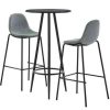 Table Haute Et Bar * | Remise Hommoo Ensemble De Bar 3 Pcs Tissu Gris Clair Hdv21904