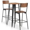 Table Haute Et Bar * | Les Meilleures Critiques De Topdeal Mobilier De Bar 3 Pcs Acier Marron Noir