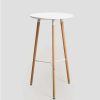 Table Haute Et Bar * | Acheter Table Haute Ronde En Mdf Et Metal (O60 Cm) Royal Design Sklum Mdf Metal Blanc Bois Naturel