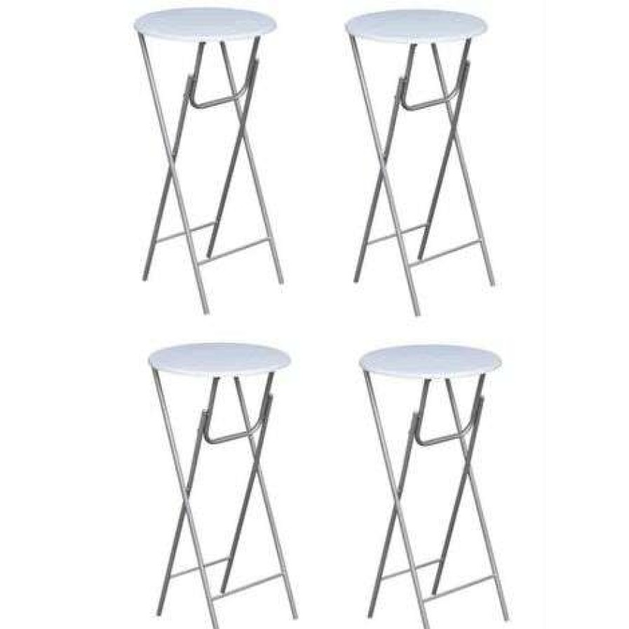 Table Haute Et Bar * | Grosses Soldes True Deal Table De Bar 4 Pcs Avec Dessus De Table En Mdf Blanc