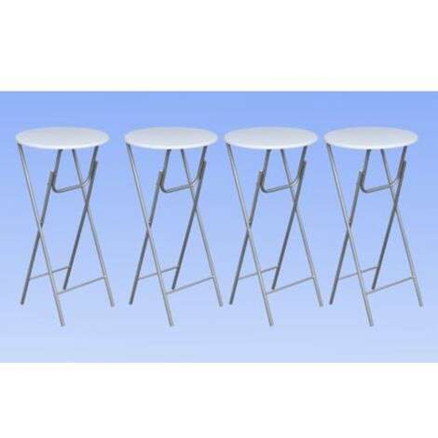 Table Haute Et Bar * | Grosses Soldes True Deal Table De Bar 4 Pcs Avec Dessus De Table En Mdf Blanc