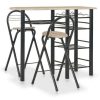 Table Haute Et Bar * | Le Moins Cher Fimei Ensemble De Bar Avec Etageres 3 Pcs Bois Et Acier