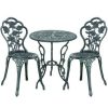 Table Haute Et Bar * | Meilleure Affaire Helloshop26 Set De Bistro Kit De Bistro Vintage Ensemble De Table Et De Chaises De Jardin Fonte Vert Vert