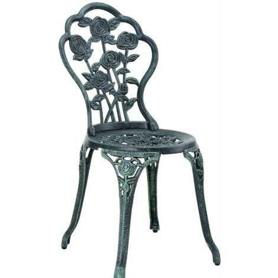 Table Haute Et Bar * | Meilleure Affaire Helloshop26 Set De Bistro Kit De Bistro Vintage Ensemble De Table Et De Chaises De Jardin Fonte Vert Vert