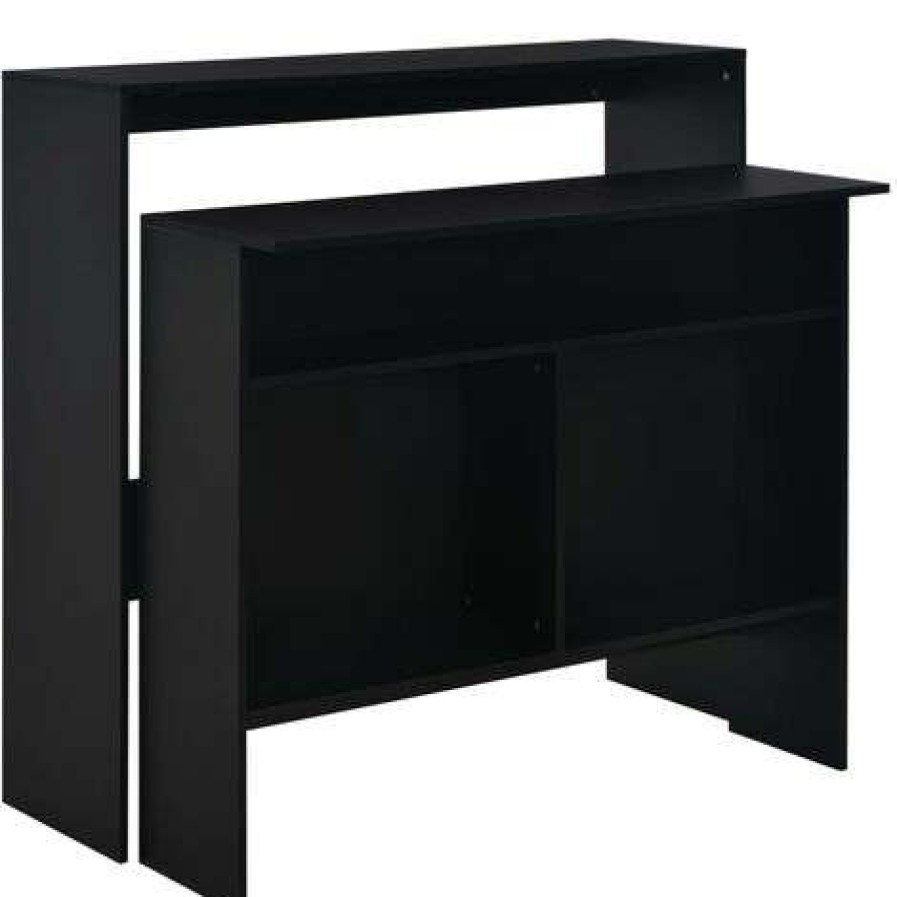 Table Haute Et Bar * | Nouveau Happyshopping Table De Bar Avec 2 Dessus De Table Noir 130 X 40 X 120 Cm