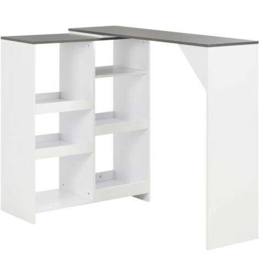 Table Haute Et Bar * | De Gros True Deal Table De Bar Avec Tablette Amovible Blanc 138 X 40 X 120 Cm