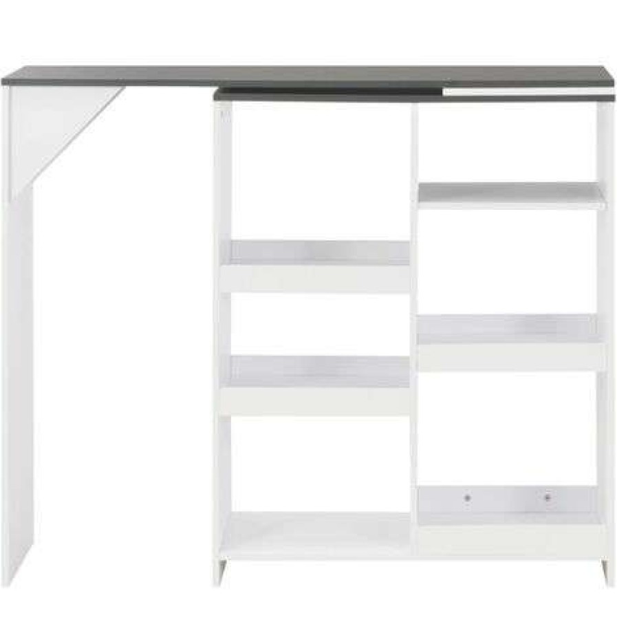 Table Haute Et Bar * | De Gros True Deal Table De Bar Avec Tablette Amovible Blanc 138 X 40 X 120 Cm