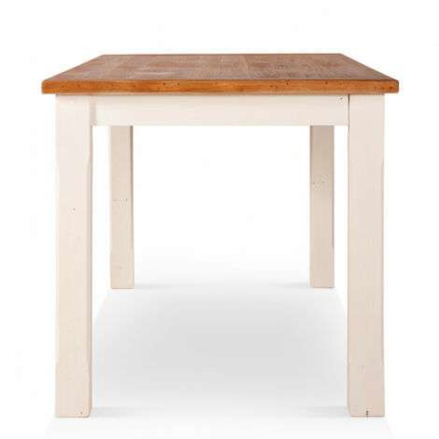 Table Haute Et Bar * | Les Meilleures Critiques De Decoration D'Autrefois Table Haute Bois Blanc 180X90X81Cm Blanc