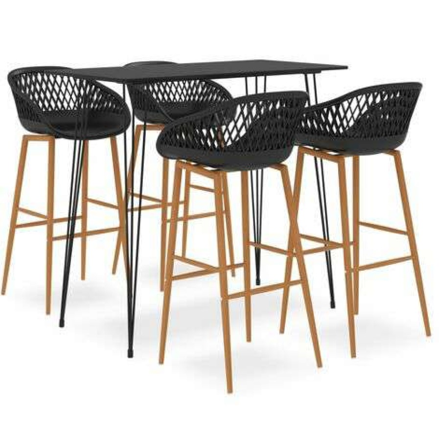 Table Haute Et Bar * | Meilleure Vente True Deal Ensemble De Bar 5 Pcs Noir