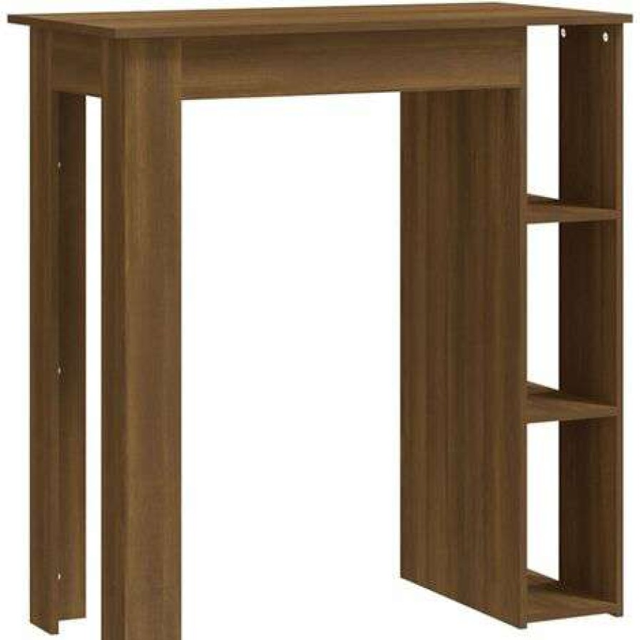 Table Haute Et Bar * | Meilleure Affaire Table De Bar Avec Etagere Agglomere 102X50X103.5 Cm Chene Marron Vidaxl