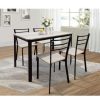 Table Haute Et Bar * | Meilleure Vente Price Factory Table De Cuisine Et Salle A Manger + 4 Chaises Leeds. Ensemble Repas Design Metal Et Bois. Noir