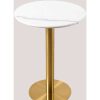 Table Haute Et Bar * | Budget Table De Bar Ronde En Marbre Chack Metallise Sklum Marbre Fer Dore O60 Cm Dore Blanc