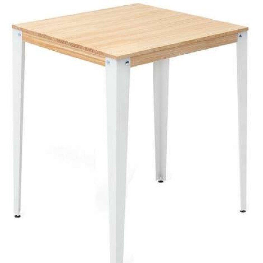 Table Haute Et Bar * | Coupon Table Mange Debout Lunds 70X70X110Cm Blanc-Naturel. Box Furniture Blanc