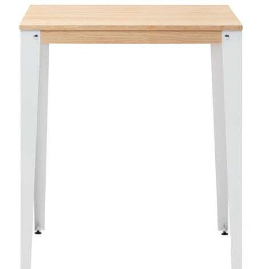 Table Haute Et Bar * | Coupon Table Mange Debout Lunds 70X70X110Cm Blanc-Naturel. Box Furniture Blanc