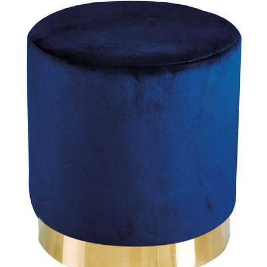 Table Haute Et Bar * | Remise Netfurniture Lourd Pouffe Royal Blue Velvet (Pack De 1) Bleu