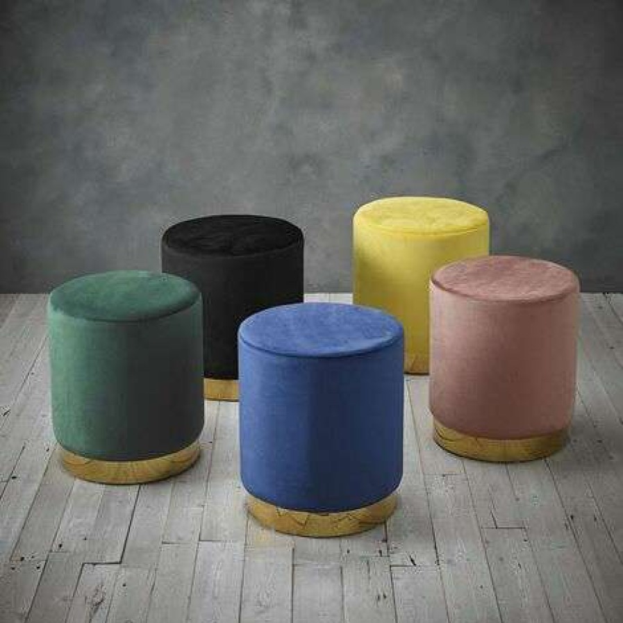 Table Haute Et Bar * | Remise Netfurniture Lourd Pouffe Royal Blue Velvet (Pack De 1) Bleu