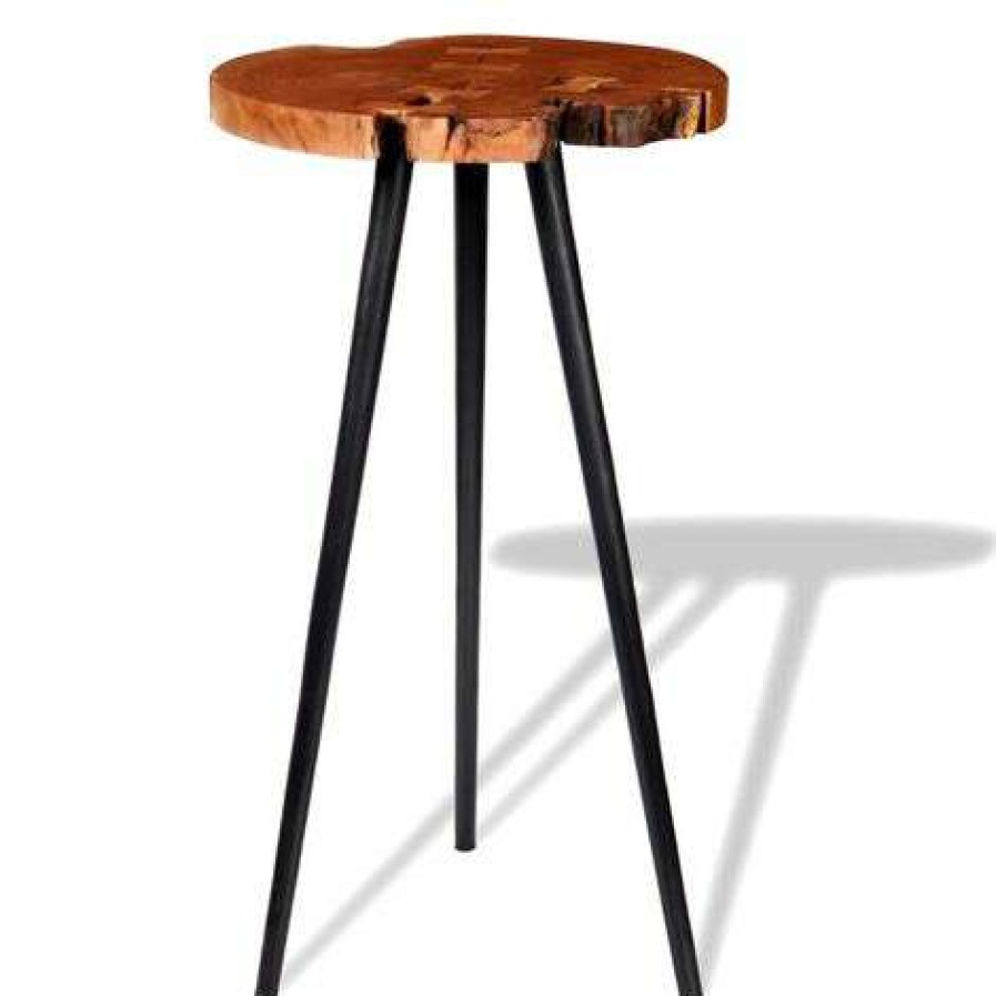 Table Haute Et Bar * | Vente Flash True Deal Table De Bar Rond Bois D'Acacia Massif (55-60) X 110 Cm