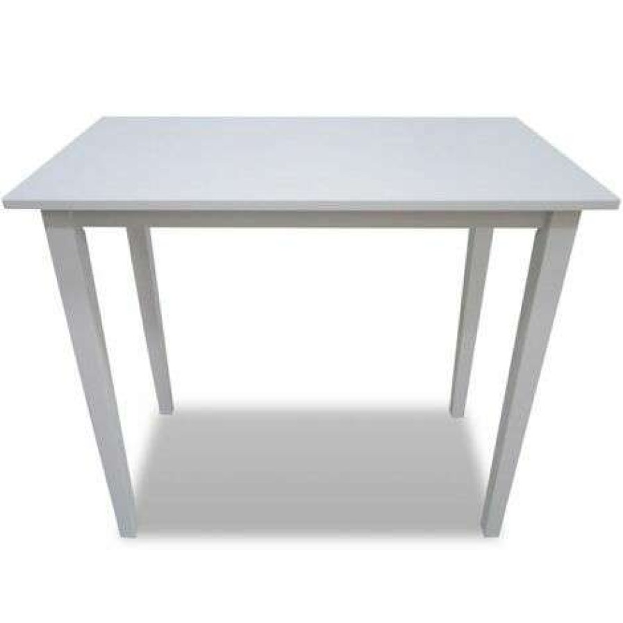 Table Haute Et Bar * | Offres Helloshop26 Table Haute Mange Debout Bar Bistrot En Bois Blanc Blanc