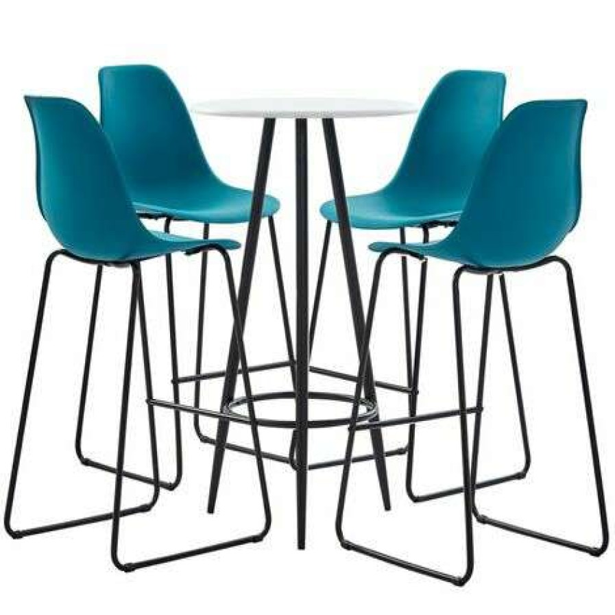 Table Haute Et Bar * | Sortie Asupermall Ensemble De Bar 5 Pcs Plastique Turquoise