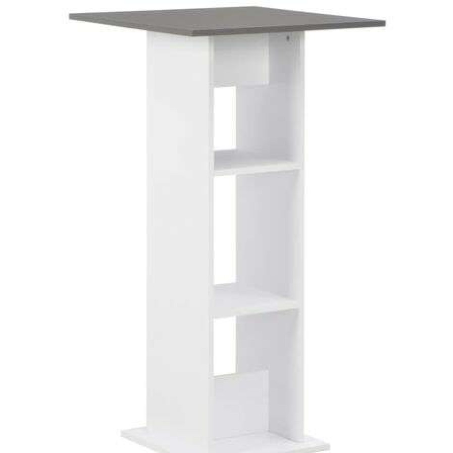 Table Haute Et Bar * | Promo Helloshop26 Table Haute Mange Debout Bar Bistrot Blanc 110 Cm Blanc