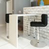 Table Haute Et Bar * | Top 10 Happyshopping Table De Bar Mdf Avec 2 Pieds En Acier Haut Brillance Blanc